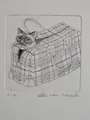 Ella van Schaik - handgesigneerde ets | 'Poes in de tas' kaufen? Bieten Sie von 40!