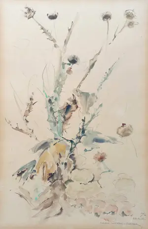 Maria Hofker - Rueter - Distel, aquarel op papier kaufen? Bieten Sie von 30!