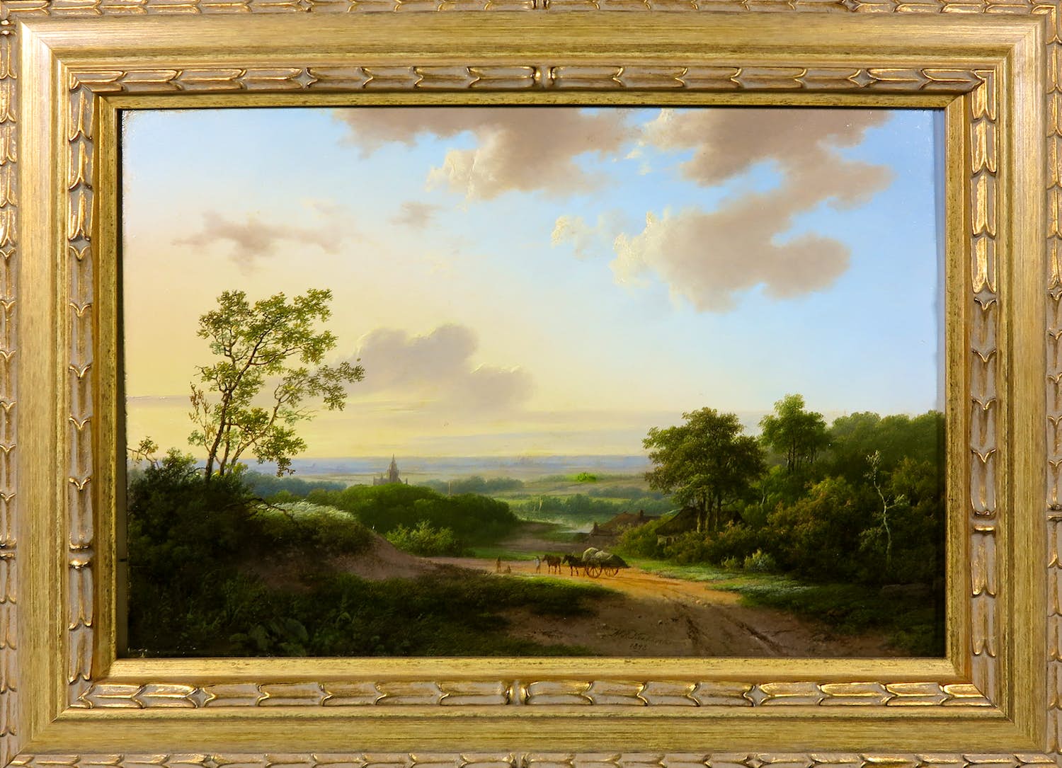 Marinus Adrianus Koekkoek - Olieverf op paneel, Landschap - Ingelijst verkocht voor € 2000!