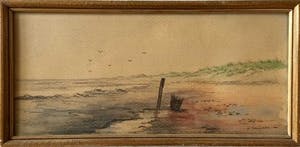 Niet of onleesbaar gesigneerd - Strandlandschap - Potloodtekening, Tekening kopen? Bied vanaf 10!