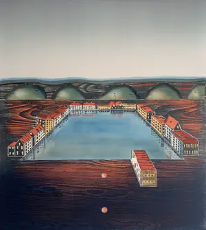 Willem de Vries - Houtsnede - 'Town Centre' - 1999 (Kleine oplage) kaufen? Bieten Sie von 1!