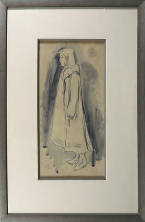 Niet of onleesbaar gesigneerd - Penseel (Inkt), Portret van een meisje - Ingelijst kopen? Bied vanaf 1!