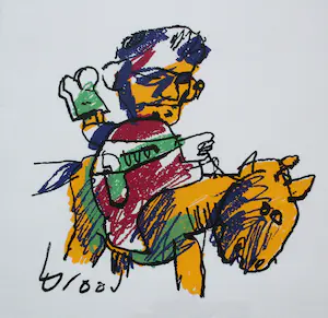 Herman Brood - ingelijste zeefdruk: horseman kaufen? Bieten Sie von 99!