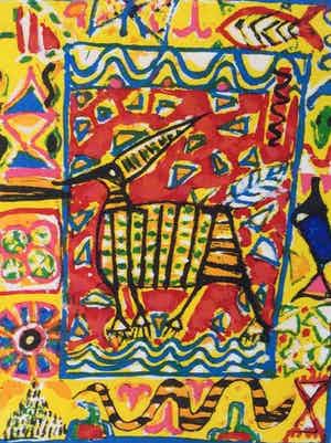 Gertie Janssen - C4726-18, Gertie Janssen, Sunrise II, zeefdruk verkocht voor € 75!