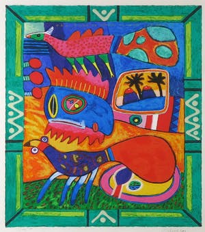 Clemens Briels - Zeefdruk, The Floating Islands from the Caribbean I - Ingelijst kopen? Bied vanaf 60!