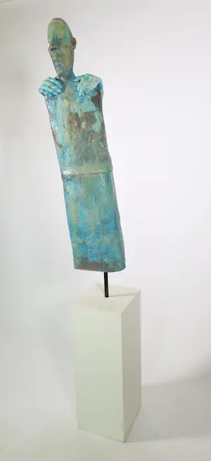 Wilma Schipholt - Keramieken beeld, Blauw figuur kopen? Bied vanaf 200!