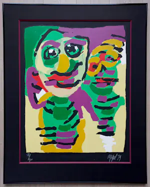 Karel Appel - Zwarte rand, zeefdruk (mooi ingelijst, groot) kopen? Bied vanaf 1600!