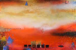 Theo Koster - Acryl en collage, Zonder titel (Groot) verkocht voor € 250!