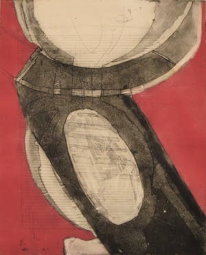 Cees Kortlang - Stijgende figuur in rood, 7/10, 1971 - kleurenets op papier - BKR Amsterdam kopen? Bied vanaf 20!