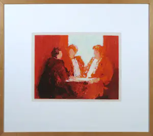 Wil Willemsen - Zeefdruk, At the coffeetable - Ingelijst kaufen? Bieten Sie von 25!