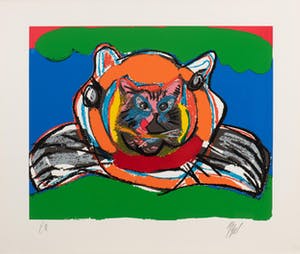 Karel Appel - Prachtig ingelijste zeefdruk uit de serie: The three cats - 1977 kopen? Bied vanaf 1295!