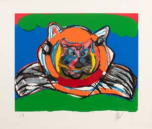 Karel Appel - Prachtig ingelijste zeefdruk uit de serie: The three cats - 1977 verkocht voor € 1295!