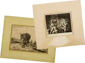 Adriaen van Ostade - & Pieter Gerardus van Os - Lot van twee etsen verkauft für € 15!