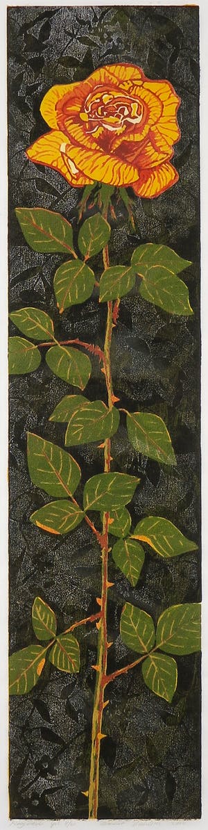 Dianne Bakker - Hout- en linosnede, Z.T. Roos - Ingelijst kopen? Bied vanaf 40!