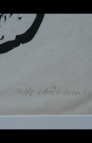 Anne Semler - lino op rijstpapier: Kratersee - 1987 kopen? Bied vanaf 30!