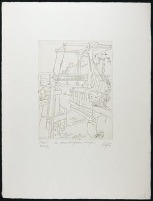 Niet of onleesbaar gesigneerd - Ets, Le pont disparu - Wulpen kopen? Bied vanaf 1!
