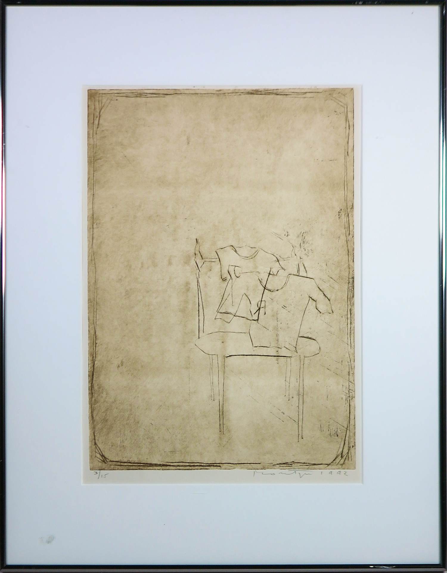 Jan Montyn - Ets, Zonder titel - Ingelijst kopen? Bied vanaf 80!