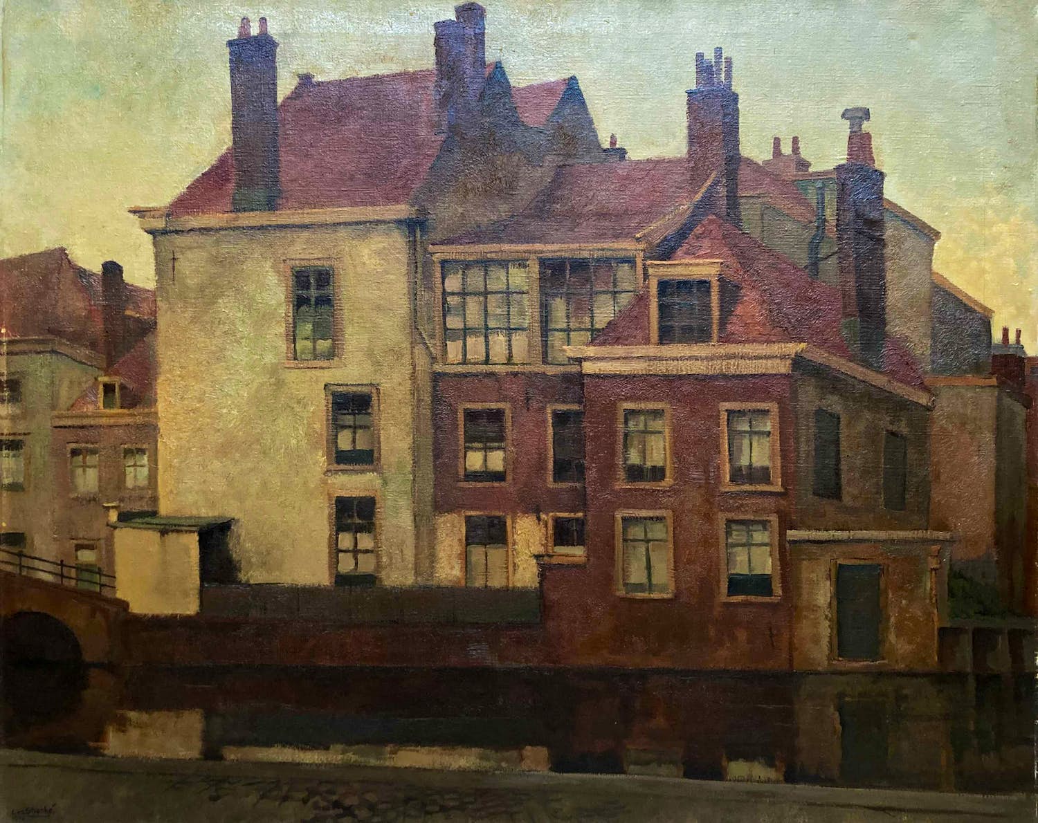 Leo Stracke - Olieverf op doek, Stadsgezicht (Groot) kopen? Bied vanaf 50!