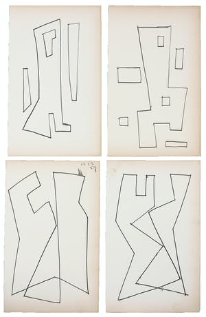 Siep van den Berg - Lot van vier abstracte composities kopen? Bied vanaf 1!