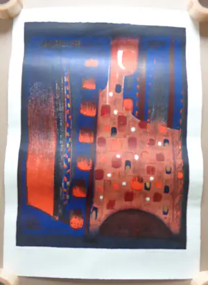 Oskar Dalvit - ABSTRACTIE / KLEURLITHO / 84x59cm / SIG / 1969 kopen? Bied vanaf 45!