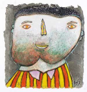 Shahid Parvez - Zeefdruk op doek, Zonder titel - Ingelijst verkocht voor € 50!