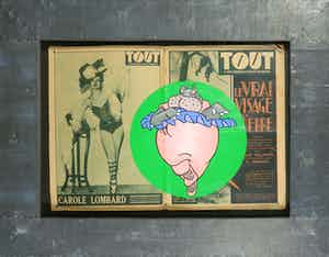 Jan Bollaert - Acryl op papier, Hippo - Ingelijst verkocht voor € 80!