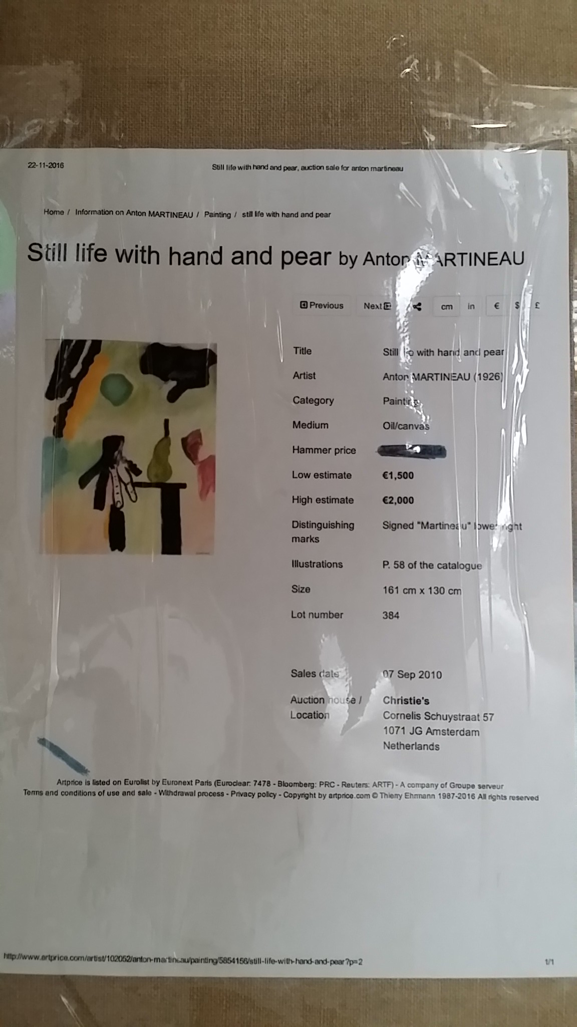 Anton Martineau - Stilleven met peer kopen? Bied vanaf 900!