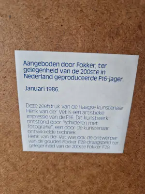 Henk van der Vet - zeefdruk ter gelegenheid van de 200ste F16-jager door Fokker kopen? Bied vanaf 10!