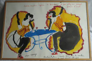 Anton Heyboer - Ingelijst & groot , Pastel & acryl, Can Can danseressen in Parijs kopen? Bied vanaf 300!