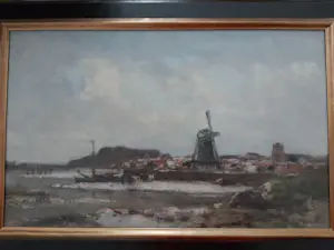 AcheterDavid Schulman - Hollands wintergezicht met boot, dorp en windmolen.? Enchérissez de 1000!