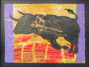 Leon Bosboom - Acryl op papier, Me voy 01 - Ingelijst kopen? Bied vanaf 200!