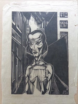 Jan Pzn. Franken - ACHTERBUURT / ZW-W HOUTSNEDE / 40x28cm / SIG / 1923 kopen? Bied vanaf 50!