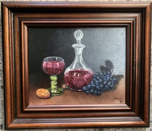 Jan Muijs - Prachtig stilleven " Wijn met druiven - glas en karaf. kopen? Bied vanaf 85!