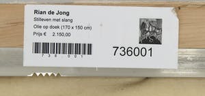 Rian de Jong - Olieverf op doek, Stilleven met slang - Ingelijst (Zeer groot) kopen? Bied vanaf 1!