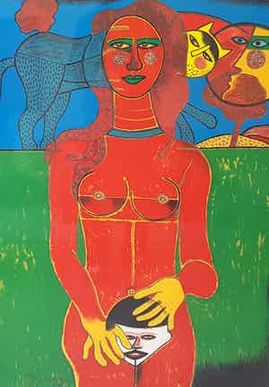 Corneille - carborundum 16/120 (zeer groot en ingelijst), 1988 verkocht voor € 499!