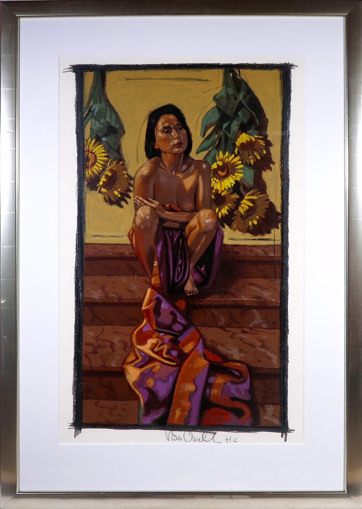 Nico Vrielink - Zeefdruk, Gehurkte vrouw - Ingelijst (Groot) verkocht voor € 100!