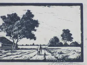 Antonius Hubertus Nordberg - Landweg - Houtsnede kopen? Bied vanaf 1!