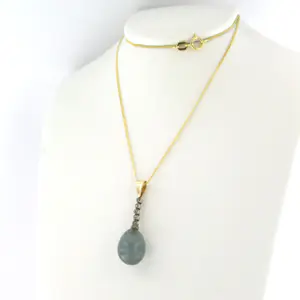 Gouden collier met goud met platina hanger met quartz en diamant kopen? Bied vanaf 240!
