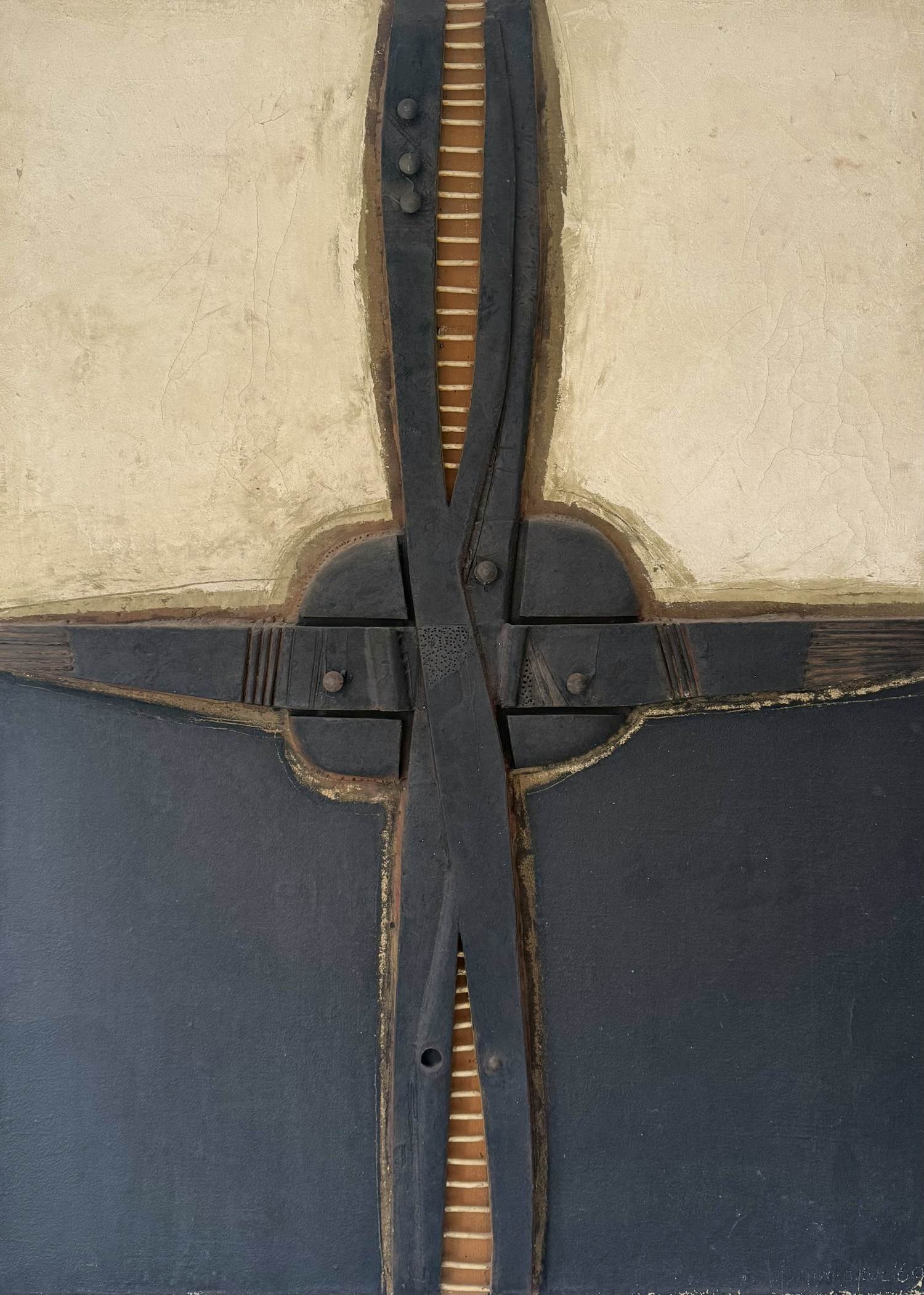 Jaap Wagemaker - gemengde techniek op jute | 'Verticale beweging' | 1969 kopen? Bied vanaf 5000!