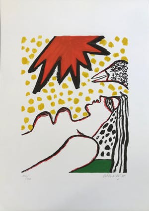 Corneille - Mooie litho - 'Rode Zon' - 1975 - 100/100 kopen? Bied vanaf 125!