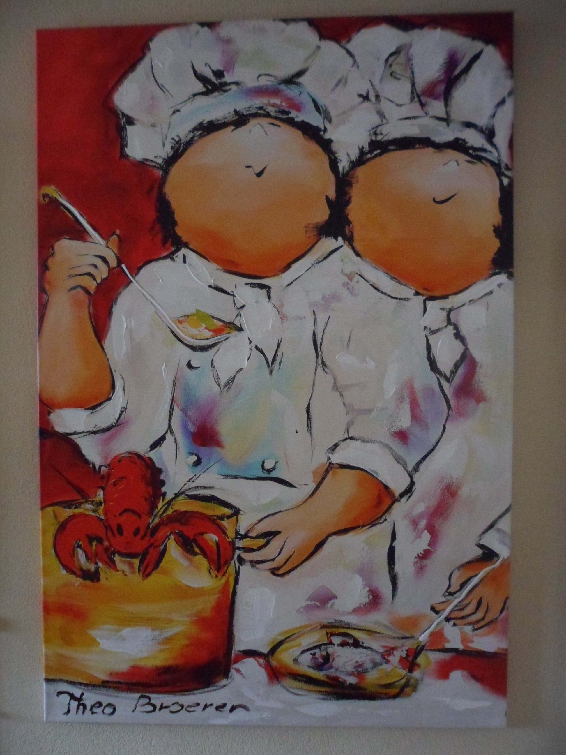 Theo Broeren - Giclée met Acry verf, Titel: Les deux chefs (de twee leiders) kopen? Bied vanaf 80!