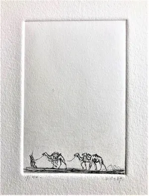 Simon Koene - Figuur met 3 kamelen in de woestijn kopen? Bied vanaf 30!