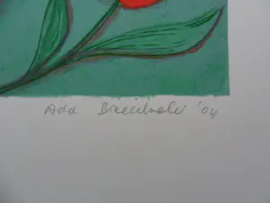 Ada Breedveld - Zeefdruk. Titel, "Bloemen Koningin " . kopen? Bied vanaf 50!