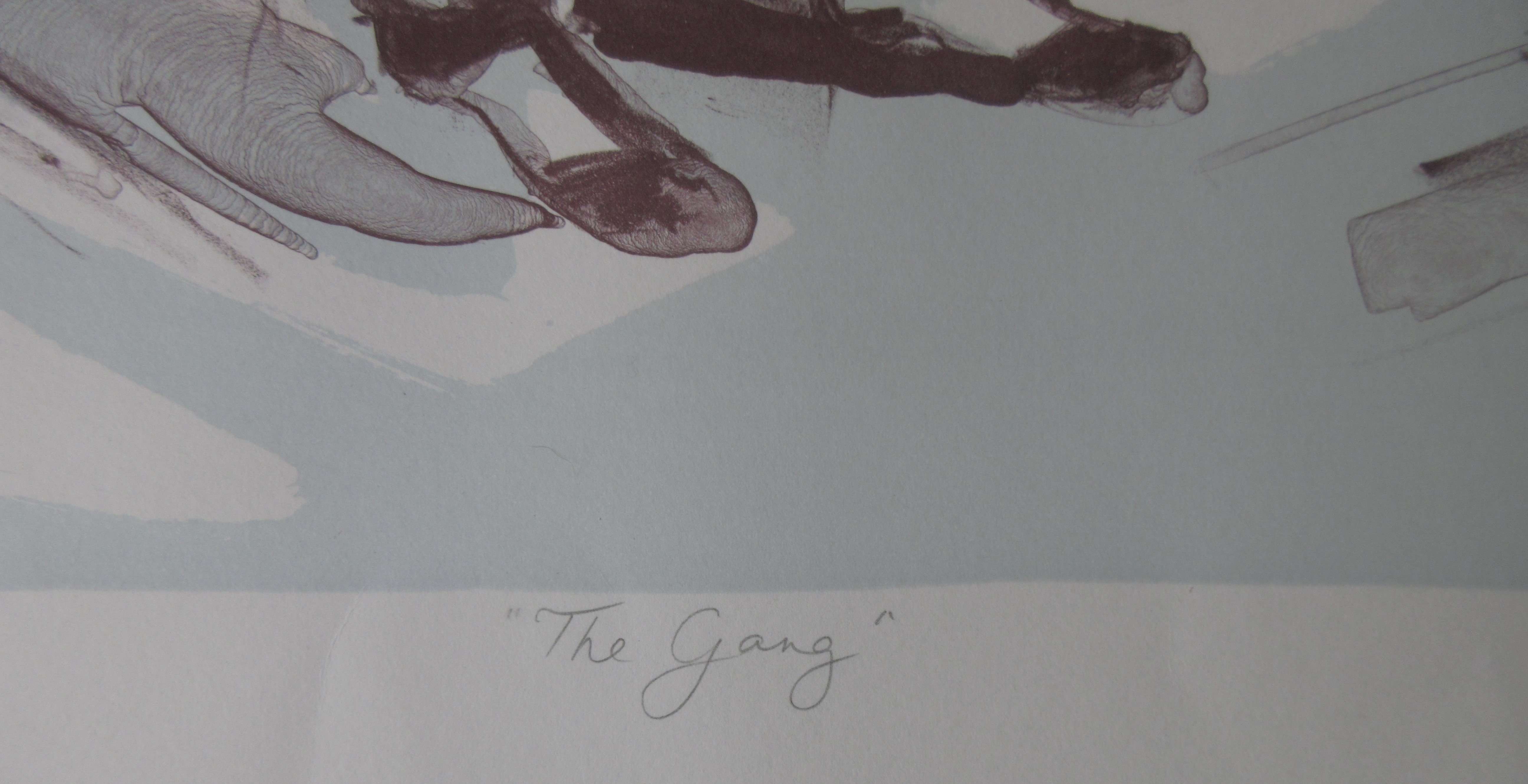 Niet of onleesbaar gesigneerd - Litho getiteld "The Gang" - gesigneerd NA - oplage 125 stuks kopen? Bied vanaf 1!