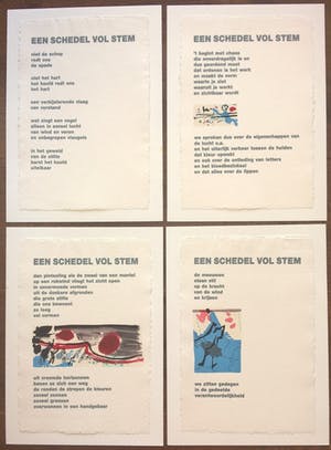 Corneille - 5 gesigneerde zeefdrukken en 5 gedichten van Bert Schierbeek kopen? Bied vanaf 775!