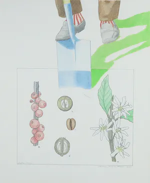 Barney de Krijger - Potloodtekening, Ontmoeting in de tuin - Ingelijst kopen? Bied vanaf 1!