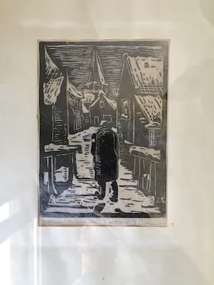 Jan Swijser - Man in Stad - Houtsnede, Ingelijst kopen? Bied vanaf 30!