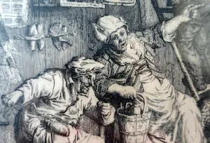 Cornelis Dusart - 2x ets : De vermaarde Schoenmaaker - Heelmeester kopen? Bied vanaf 50!