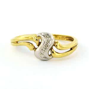 14k gouden ring bezet met single cut geslepen diamant tot. 0,01ct - F/G - VS/SI verkocht voor € 1!