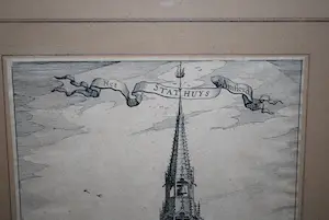 Claes Jansz. Visscher - [2x] 17e Eeuw: Stadhuis & Montelbaanstoren Amsterdam kopen? Bied vanaf 60!